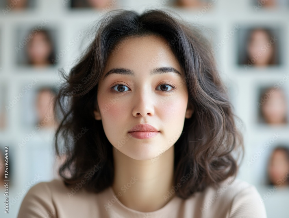 portrait of a young woman with short wavy hair portrait of a young woman with short wavy hair