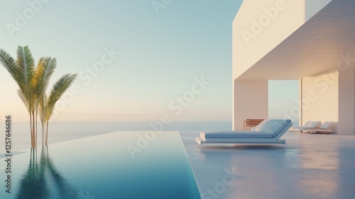 Wallpaper Mural A luxury outdoor living area with a tropical seascape. Torontodigital.ca