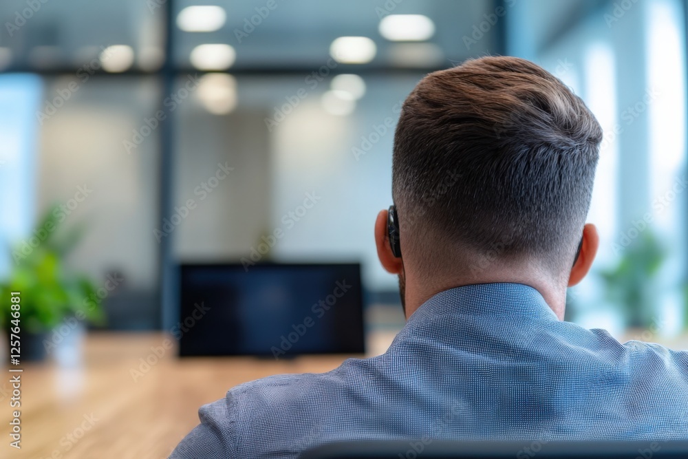 man in office with headset man in office with headset
