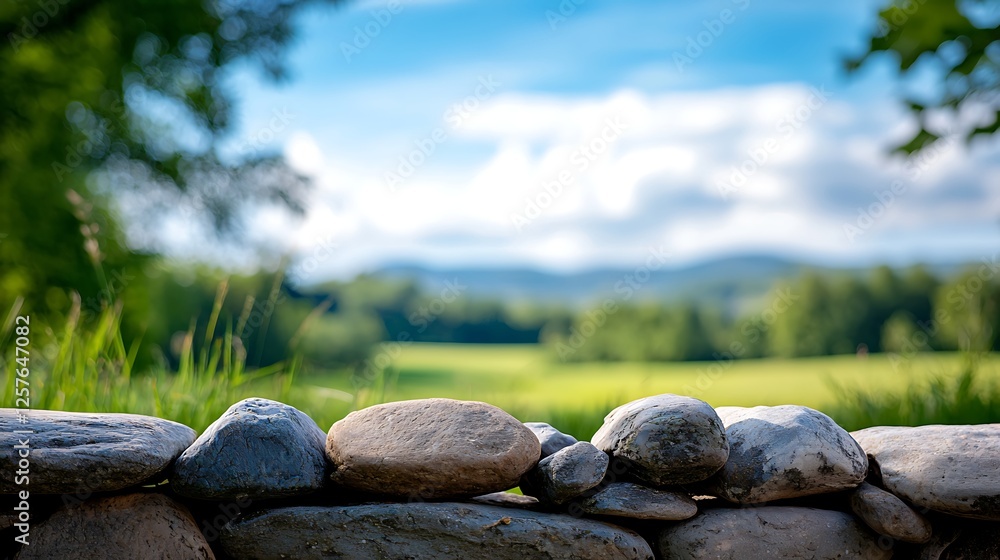 Stone Wall Bordering Countryside Meadow Stone Wall Bordering Countryside Meadow