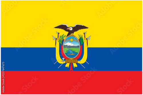 Flag of Ecuador – Editable SVG Vector in High Resolution (National Country Emblem)