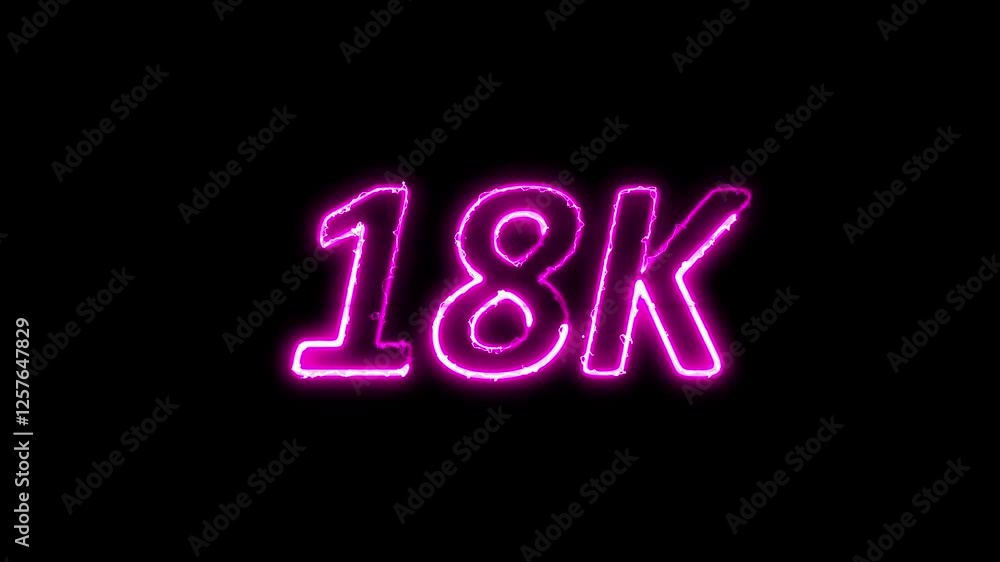 Glowing neon line with 18k Ultra HD video technology icon isolated on black background 18K subscribers modern animation banner design Glowing neon line with 18k Ultra HD video technology icon isolated on black background 18K subscribers modern animation banner design