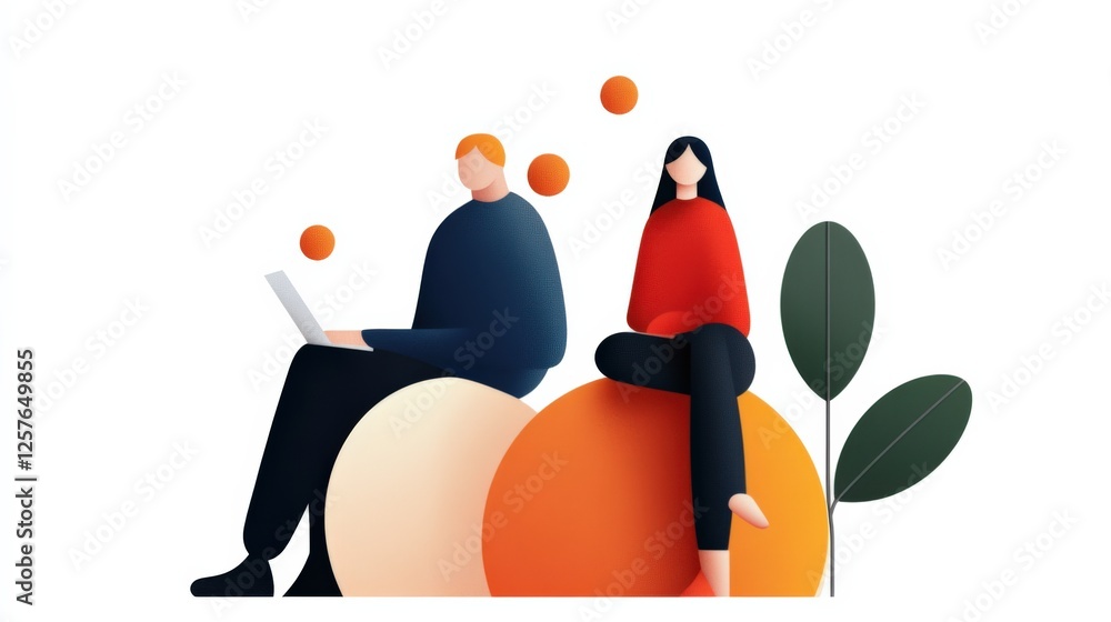 illustration of two people working remotely illustration of two people working remotely