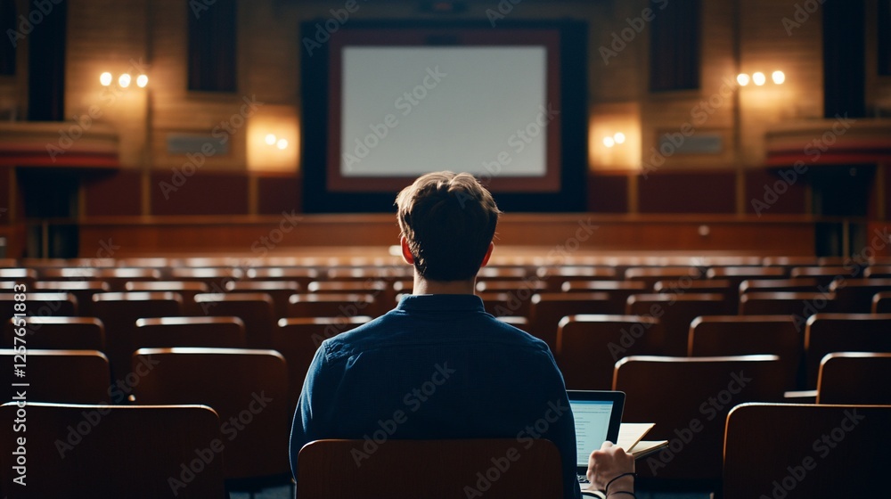 Solitary Figure in Empty Auditorium Solitary Figure in Empty Auditorium