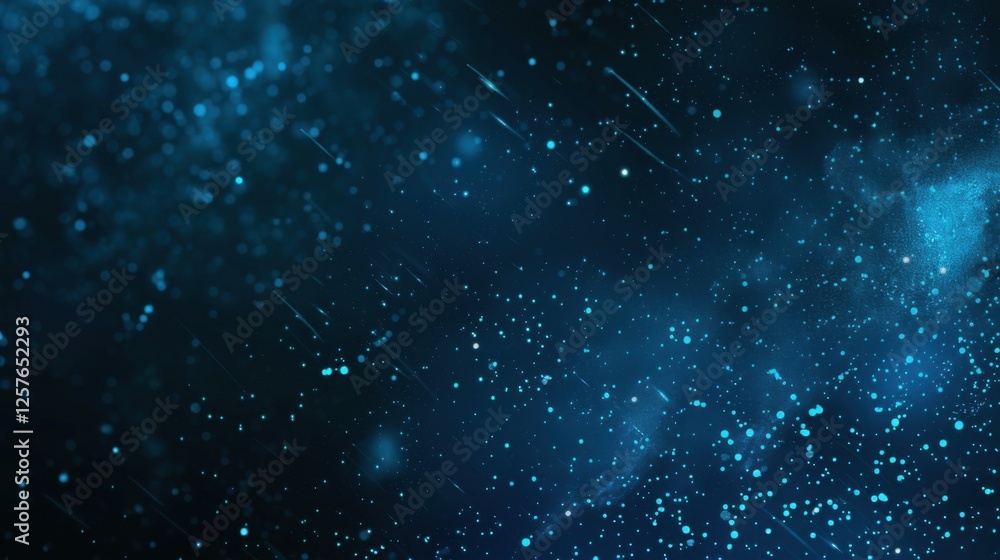 Fototapeta premium Blue Background with Scattered Dots and Shapes, Banner Template with White Space for Text. Abstract Minimalist Wallpaper with Copy Space on Blue Background. Simple Modern Wallpaper.