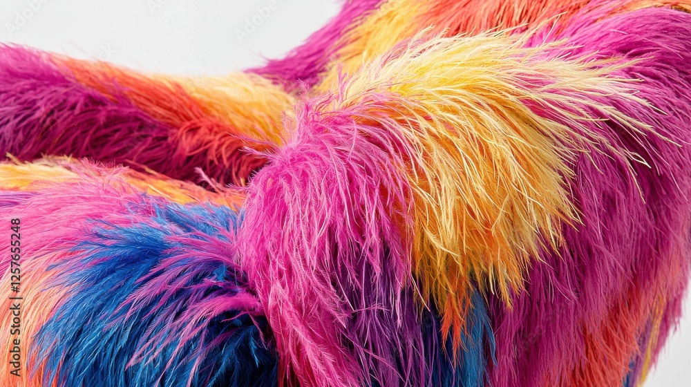 Fototapeta premium Colorful layered feathers a carnivalinspired texture closeup