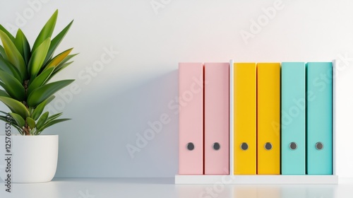 colorful file folders on a shelf