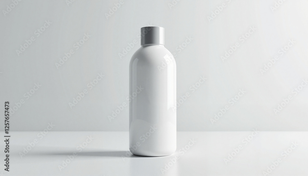 White plastic bottle on minimalistic background White plastic bottle on minimalistic background