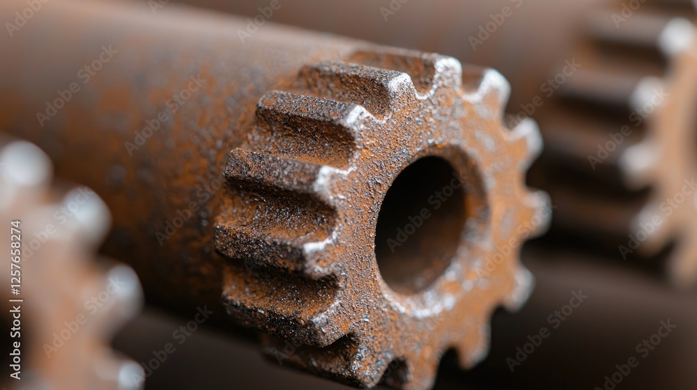 Rusty gears closeup, industrial background, manufacturing process Rusty gears closeup, industrial background, manufacturing process