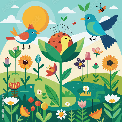Vibrant Earth Day: Birds & Butterflies in Bloom green avian happy nature spring 