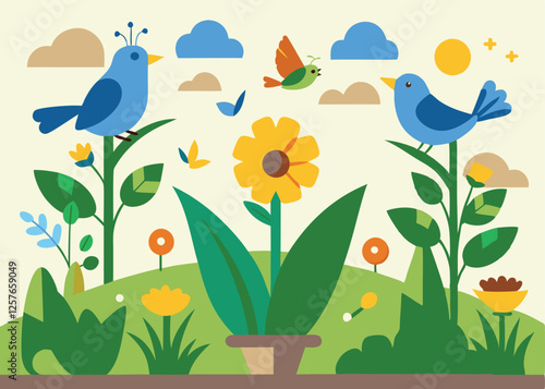 Flourishing Nature: Birds, Butterflies Celebrate Earth Day wing green avian     