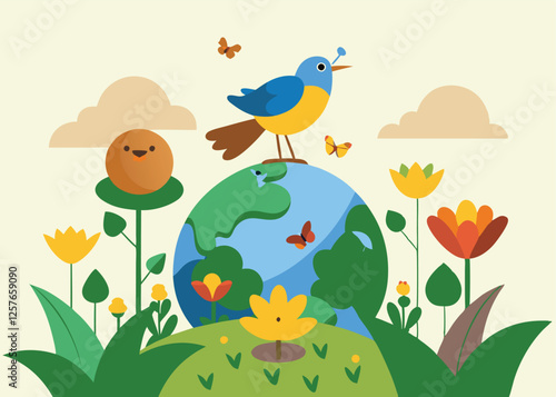 Vibrant Earth Day: Birds & Butterflies in Bloom green wings image happy nature  