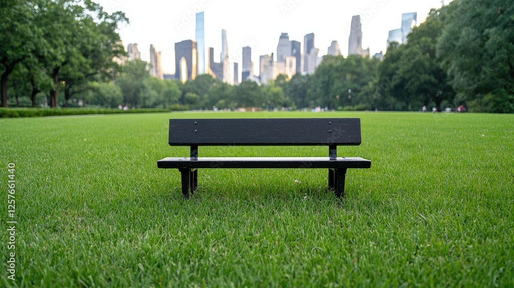 Fototapeta premium Empty park bench in Central Park NYC