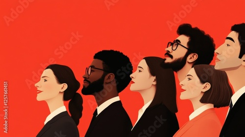 group of diverse people looking up