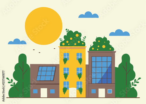 Green Cityscape: Eco-Friendly Urban Landscape for Earth Day clean nature design 