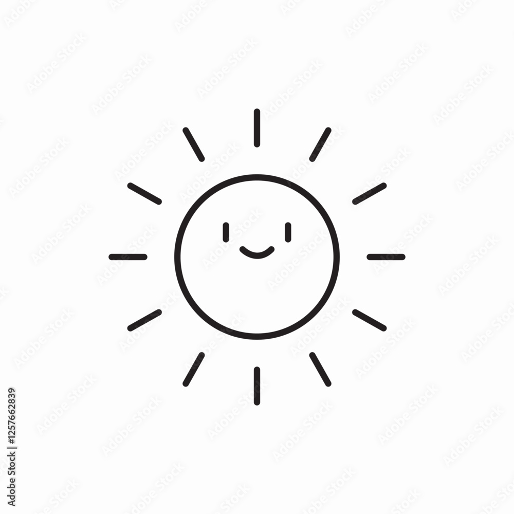 Happy sun summer weather icon vector sign Happy sun summer weather icon vector sign