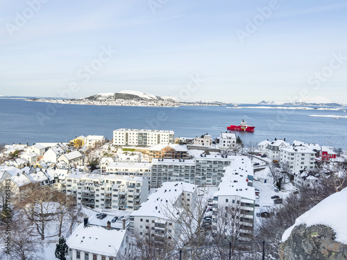 The Jugend city Aalesund (Ålesund) harbor on a beautiful cold winter's day. Møre and Romsdal county photo