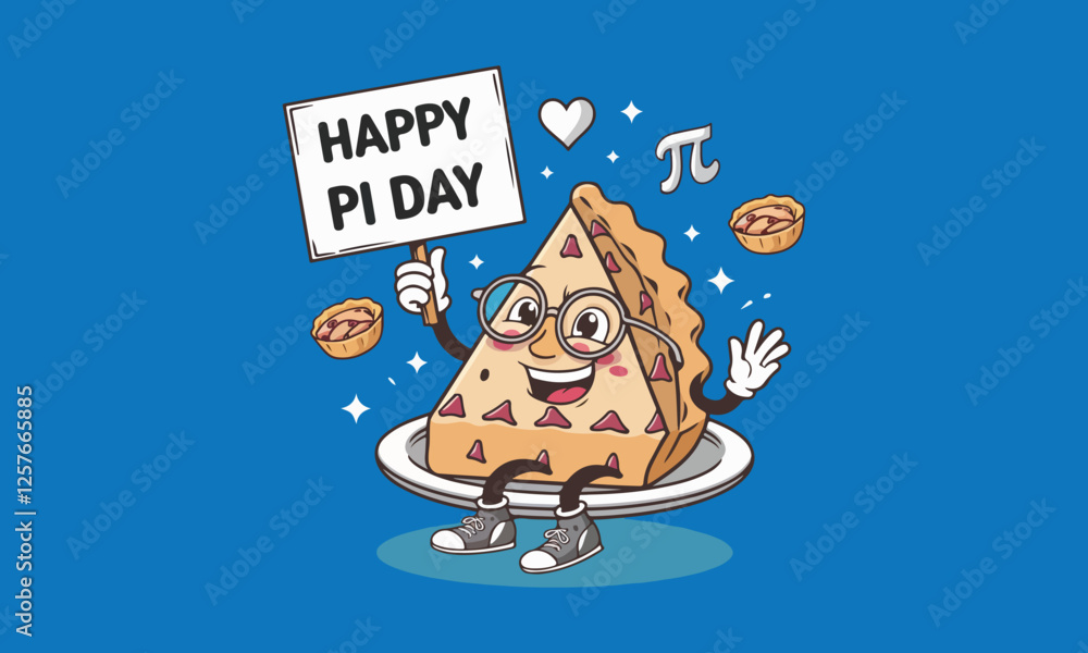 Fototapeta premium Pi Day Vector Design with Pi Symbol, Numbers, and Mathematical Elements in Solid Colors - No Gradient, Fun and Creative Pi Day Celebrations. Print ready eps