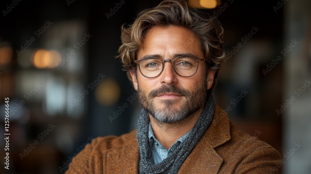 Obraz premium Confident man portrait in cozy urban lifestyle shot close-up
