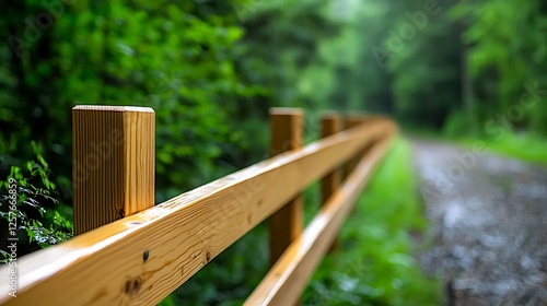 Wooden Fence Along Forest Trail