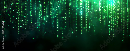 Wallpaper Mural Abstract Green Digital Rain Background Image with Glowing Particles and Lines Torontodigital.ca