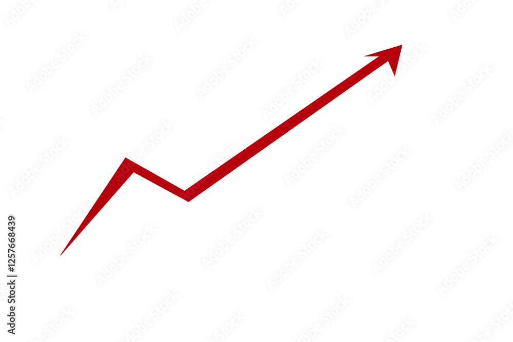 Red arrow graph pointing up shows financial chart, transparent background. Red arrow graph pointing up shows financial chart, transparent background.