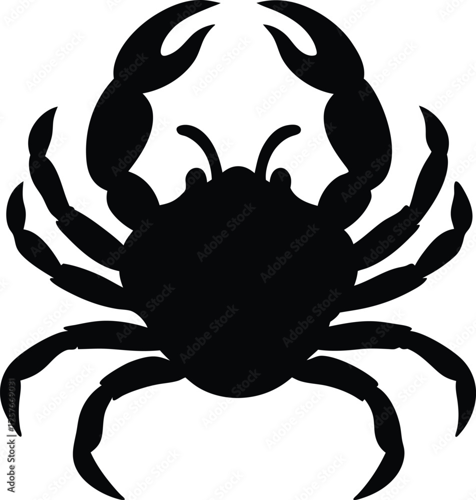 Crab with claws raised silhouette vector illustration design isolated on white background Crab with claws raised silhouette vector illustration design isolated on white background