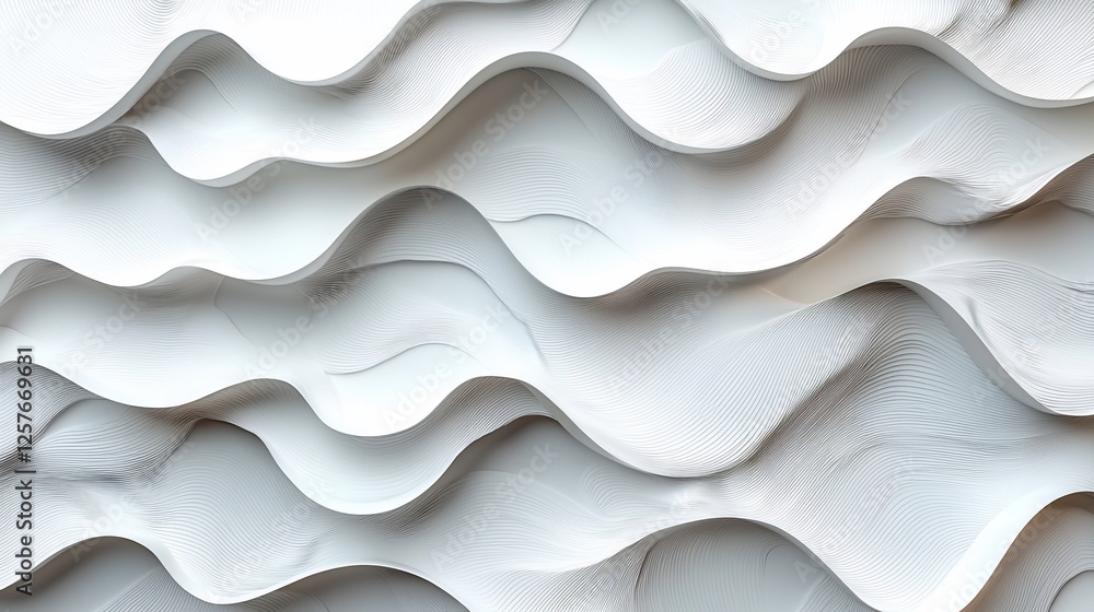 Abstract wavy white texture showcasing smooth layers, ideal for backgrounds and design Abstract wavy white texture showcasing smooth layers, ideal for backgrounds and design