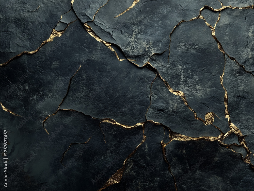 Obraz premium Dark surface with golden cracks.