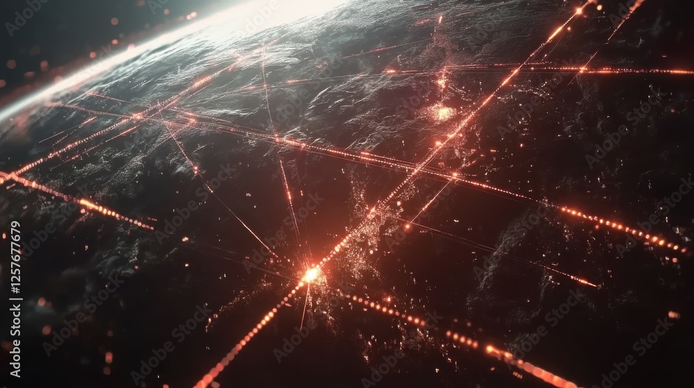 Obraz premium A global satellite network connecting people around