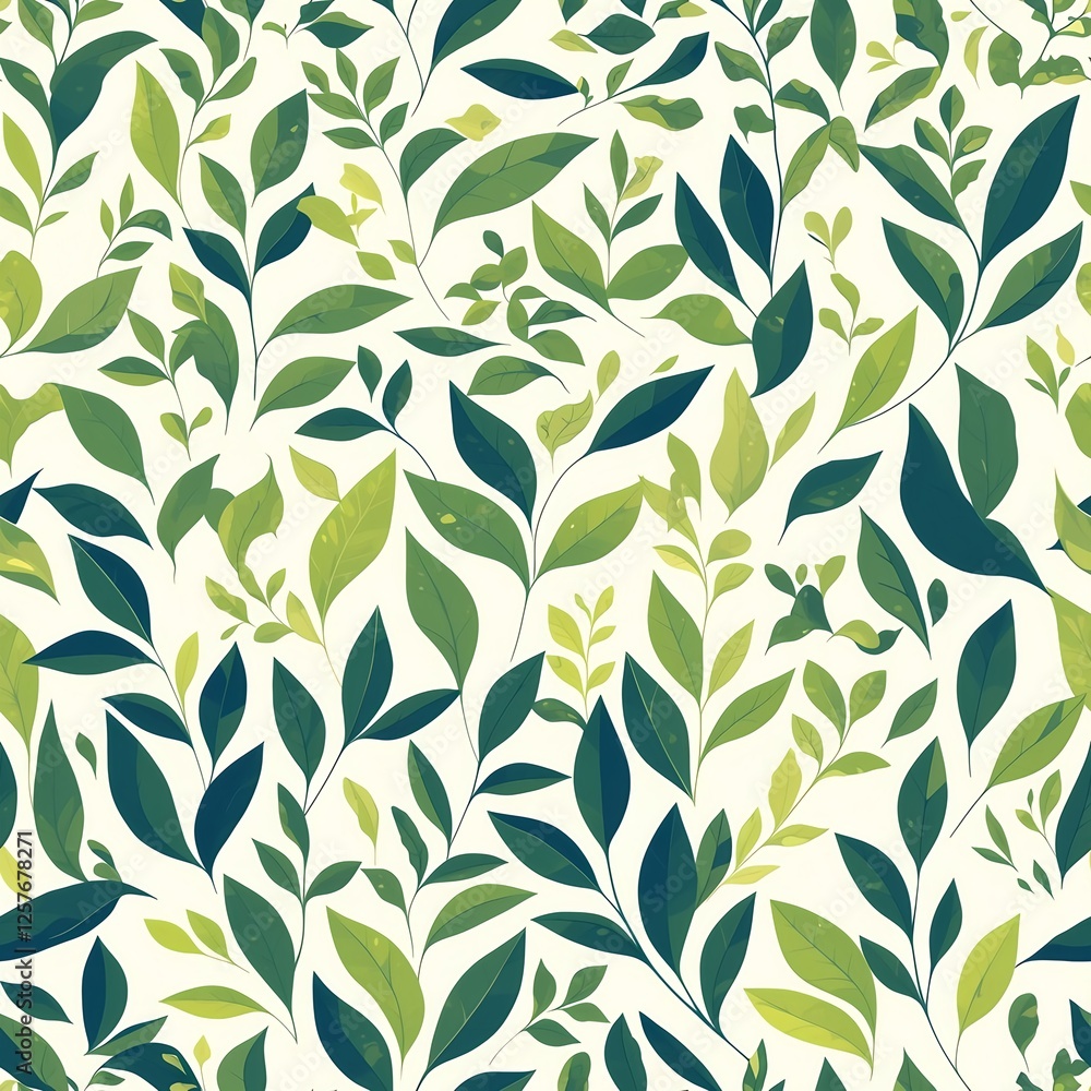 Seamless pattern of foliage in vibrant green and turquoise tones Seamless pattern of foliage in vibrant green and turquoise tones