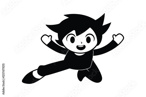  cartoon boy jumping silhouette vector illustration 