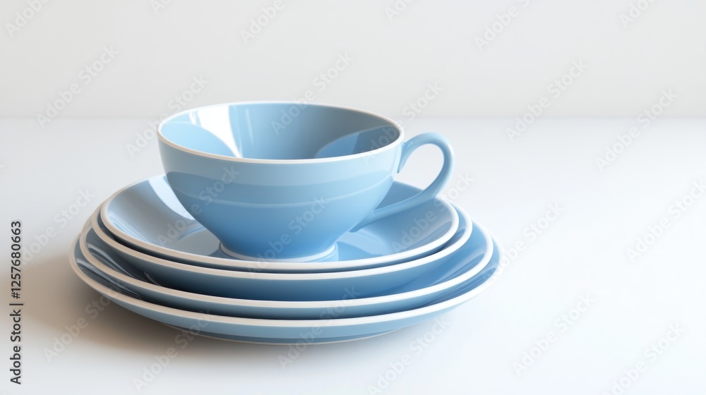 Light blue teacup and saucer set on white background (1) Light blue teacup and saucer set on white background (1)