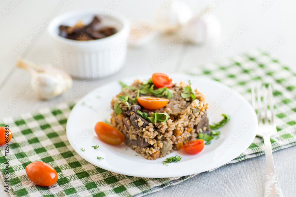 cooked dinner with bulgur and vegetables cooked dinner with bulgur and vegetables