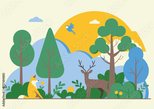 Majestic Deer in Earth Day Forest: Celebrate Nature's Beauty eco save green trees