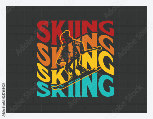 Skiing T Shirt Design, Adventure T Shirt, Custom t-shirt design, Outdoor, Mountain, Family T Shirt Design illustration
