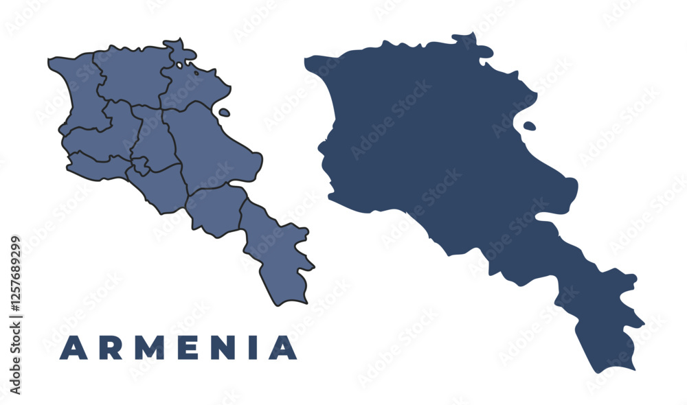 Armenia flat and outline vector map set Armenia flat and outline vector map set