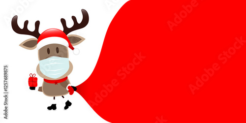 Rentier Maske Zieht Sack Vorwärts Hintergrund Weiß