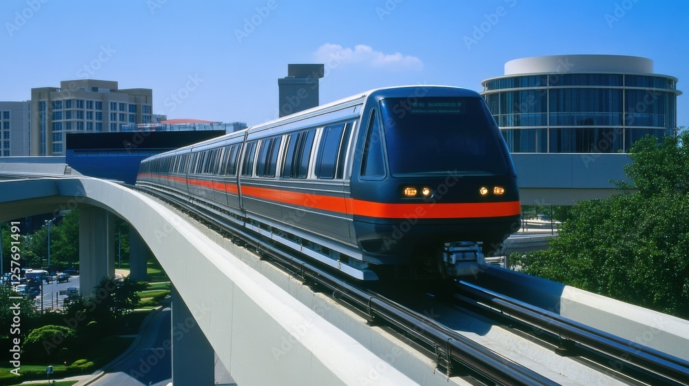 Naklejka premium A maglev train levitating above its tracks, moving