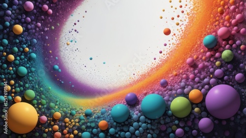 Vivid Abstract Landscape with Floating Spheres