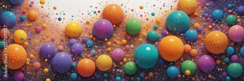 Vivid Abstract Landscape with Floating Spheres