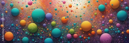 Vivid Abstract Landscape with Floating Spheres