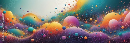 Vivid Abstract Landscape with Floating Spheres