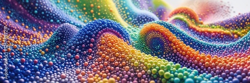 Vivid Abstract Landscape with Floating Spheres