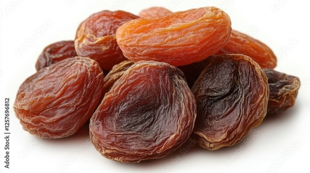Dried apricots close-up on a white background.
Dried apricots close-up on a white background.
