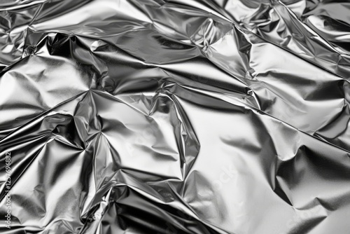 Crumpled aluminum foil pattern. Wrinkled tin foil backdrop for kitchen and baking