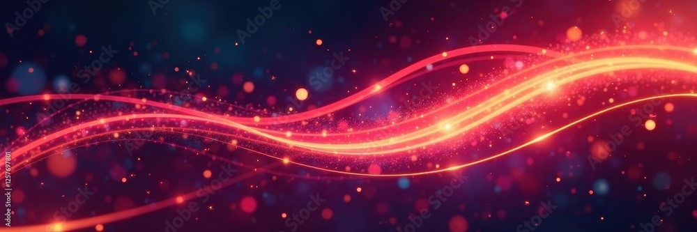 Obraz premium Abstract glowing streaks, dynamic tech backdrop, illustration, dark, flow