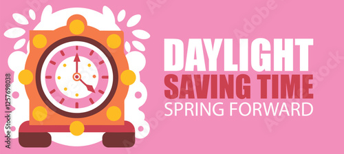 Daylight savings time Fall Back, change clock back one hour, Daylight Saving Time Ends web reminder banner. Clocks with arrow hand turning back an hour	