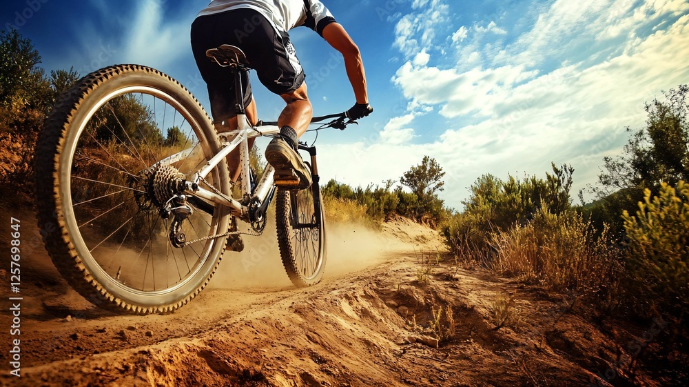 Naklejka premium Mountain Bike Adventure A Thrilling Ride Through Trails