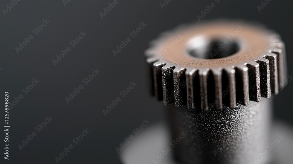 Close-up gear detail on dark background. Potential use Engineering educational material Close-up gear detail on dark background. Potential use Engineering educational material